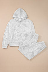 Women’s Abstract Print Drop Sleeve Hoodie Pant Set | Zarnesh