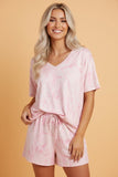Women’s Abstract V-Neck Tee and Drawstring Shorts Set | Zarnesh