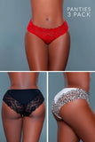 Women's Arlo Bikini Panty 3-Pack Lace Waistband | Zarnesh