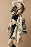 Women’s Aztec Print Open Front Fringe Poncho Sweater Cardigan | Zarnesh