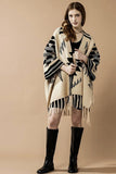 Women’s Aztec Print Open Front Fringe Poncho Sweater Cardigan | Zarnesh