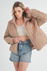 Women’s Bebe Oversized Boxy Snap Button Puffer Jacket | Zarnesh
