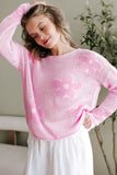 Women's Big Flower Hollow Knit Drop Shoulder Sweater | Zarnesh
