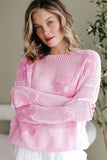 Women's Big Flower Hollow Knit Drop Shoulder Sweater | Zarnesh