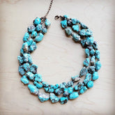 Women’s Blue Turq & Copper Large Triple Strand Necklace | Zarnesh