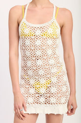 Boho Floral Crochet Swimsuit Cover-Up Beach Dress | Zarnesh