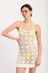 Boho Floral Crochet Swimsuit Cover-Up Beach Dress | Zarnesh