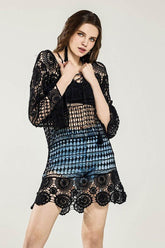 Women's Boho Lace-Up Crochet Tunic Dress Cover-Ups | Zarnesh