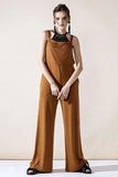 Women’s Boho Wide Leg Terry Overall Jumpsuits with Pocket | Zarnesh