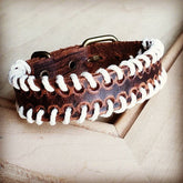 Women’s Brown Vintage Woven Leather Cuff Bracelet | Zarnesh