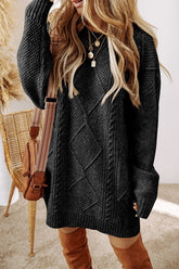 Women’s Cable Knit Drop Shoulder Oversized Sweater Dress | Zarnesh