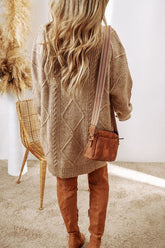 Women’s Cable Knit Drop Shoulder Oversized Sweater Dress | Zarnesh