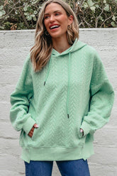 Women’s Cable Textured Solid Quilted Baggy Hoodie | Zarnesh