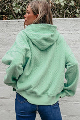 Women’s Cable Textured Solid Quilted Baggy Hoodie | Zarnesh