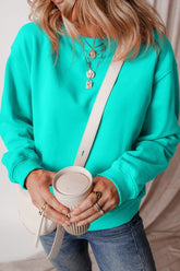 Women’s Casual Solid Lined Fleece Drop Shoulder Terry Sweatshirt | Zarnesh