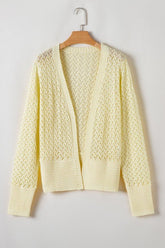 Women's Casual Solid Open Front Pointelle Knit Cardigan | Zarnesh