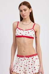 Women's Casual Strawberry Print Scoop Jersey Bralette | Zarnesh