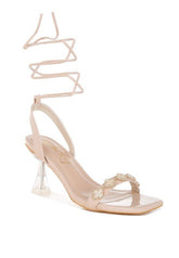Women Ebina Charm Pin Buckle Ankle Strap Spool Heels Zarnesh
