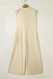 Women’s Checker Textured Button-Front Wide Leg Jumpsuit | Zarnesh