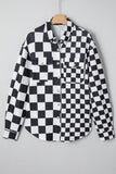 Women’s Checkerboard Button Front Flap Pocket Shacket | Zarnesh