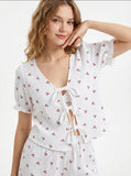 Women’s Cherry Tie-Front Two Piece Shorts Set | Zarnesh