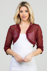 Women’s Chiffon Sheer Open Front 3/4 Sleeve Shrug | Zarnesh