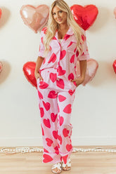 Women's Classic Heart Print Valentines Pajama Set | Zarnesh
