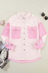 Women’s Colorblock Corduroy Reverse Seam Pocketed Shacket | Zarnesh