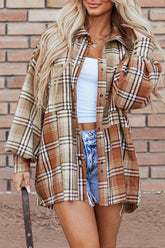 Women’s Colorblock Patchwork Plaid Snap Buttoned Shacket | Zarnesh