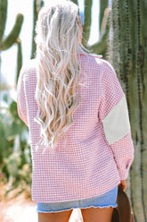 Women’s Colorblock Textured Patchwork Houndstooth Shacket | Zarnesh