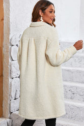 Women’s Contrast Flap Pocket Single Breasted Teddy Coat | Zarnesh