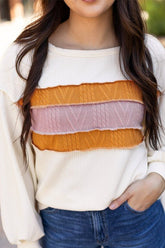 Women’s Corded Knit Reverse Seam Patchwork Top | Zarnesh