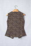 Women’s Denim Leopard Button Front Vest Top | Zarnesh