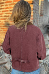 Women’s Denim Zipped Front Corduroy Collar Jacket | Zarnesh