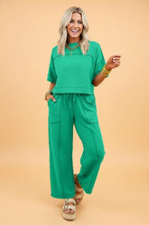 Women’s Drop Shoulder Boxy Tee & Barrel Pants Loungewear Set | Zarnesh
