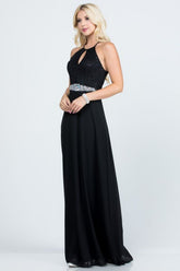 Evening Lace Gown Embellished Halter Maxi Dress | Zarnesh