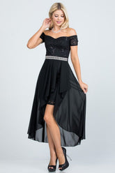 Women’s Evening Off-Shoulder High-Low Sequin Midi Dress | Zarnesh