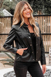 Women’s Faux Leather Boxy Button-Front Jacket | Zarnesh