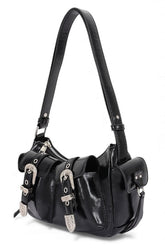 Women’s Faux Leather Y2K Western Buckle Shoulder Bag | Zarnesh