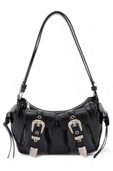 Women’s Faux Leather Y2K Western Buckle Shoulder Bag | Zarnesh