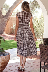 Women’s Flare Sarahi Gingham Zipper Front Midi Dress | Zarnesh