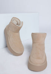 Women's Fleece-Lined Suede Chunky Platform Ankle Boots | Zarnesh