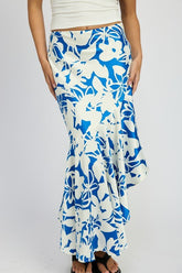 Women’s Floral Asymmetrical Mermaid Ruffle Hem Skirt | Zarnesh