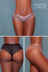 Women's Floral Lace 3-Pack Wren Cheeky Scalloped Edge Panty | Zarnesh