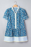 Women’s Floral Stripe Patchwork Plus Size Ruffle Dress | Zarnesh