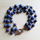 Women’s Frosted Lapis Triple Strand Bracelet with Toggle Clasp | Zarnesh