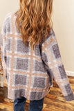 Women’s Fuzzy Plaid Button Up Collared Jacket | Zarnesh