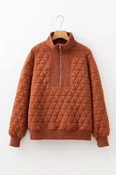 Women’s Geometric Half Zip Quilted Pullover Sweatshirt | Zarnesh