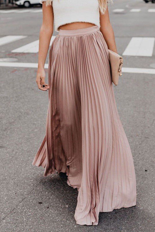 Women's High-Waisted Flowy Pleated Maxi Skirt | Zarnesh