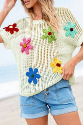 Knit Crochet Flower Hollow-Out Malaysia Sweater | Zarnesh